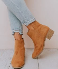 East Lion Sophia Side Cut Out Bootie Camel Shoes