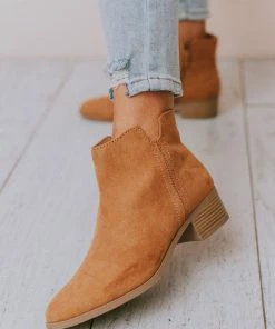 East Lion Sophia Side Cut Out Bootie Camel Shoes