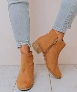 East Lion Sophia Side Cut Out Bootie Camel Shoes
