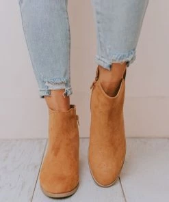 East Lion Sophia Side Cut Out Bootie Camel Shoes