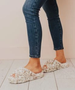 Sandal Shoes Cari X Band Slippers White Leopard