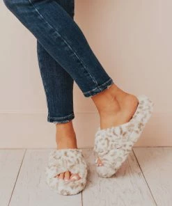 Sandal Shoes Cari X Band Slippers White Leopard