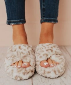 Sandal Shoes Cari X Band Slippers White Leopard