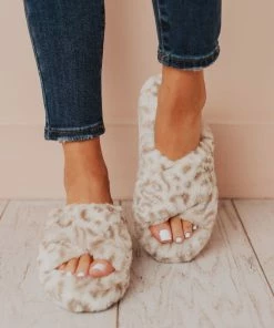 Sandal Shoes Cari X Band Slippers White Leopard