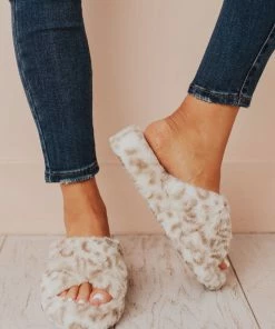 Sandal Shoes Cari X Band Slippers White Leopard