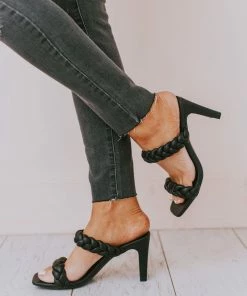 Sandal Ellie Braided Heels Black Shoes
