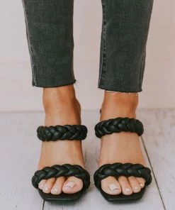 Sandal Ellie Braided Heels Black Shoes