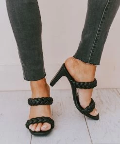 Sandal Ellie Braided Heels Black Shoes