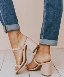 Sandal Evanna Studded Heel Nude