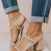 Sandal Evanna Studded Heel Nude