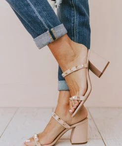 Sandal Evanna Studded Heel Nude