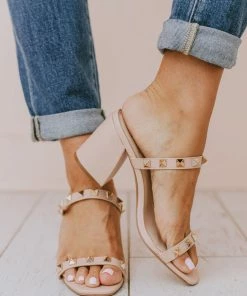 Sandal Evanna Studded Heel Nude
