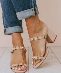 Sandal Evanna Studded Heel Nude