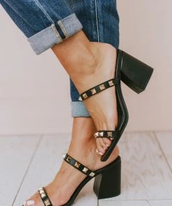 Sandal Evanna Studded Heel Black