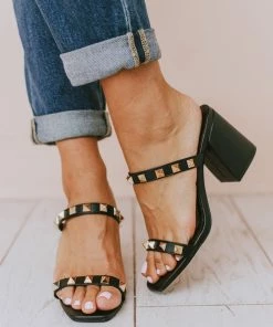 Sandal Evanna Studded Heel Black