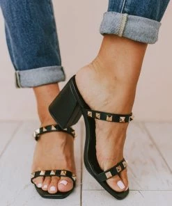 Sandal Evanna Studded Heel Black