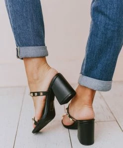 Sandal Evanna Studded Heel Black