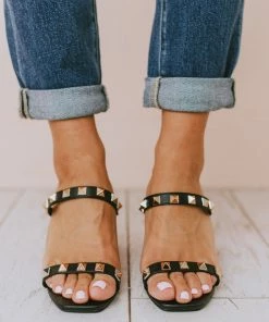 Sandal Evanna Studded Heel Black