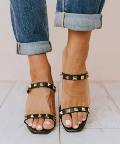 Sandal Evanna Studded Heel Black