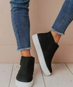 Shoes High Top Zipper Sneakers Black