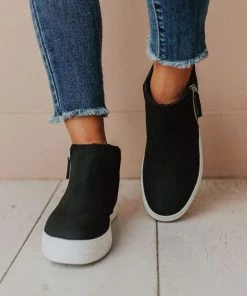 Shoes High Top Zipper Sneakers Black