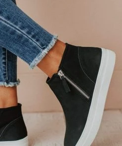 Shoes High Top Zipper Sneakers Black