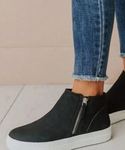 Shoes High Top Zipper Sneakers Black