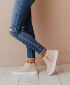 High Top Zipper Sneakers Blush Shoes