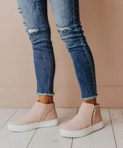 High Top Zipper Sneakers Blush Shoes
