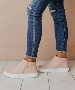 High Top Zipper Sneakers Blush Shoes