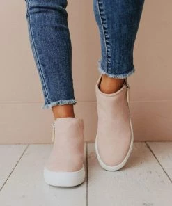 High Top Zipper Sneakers Blush Shoes