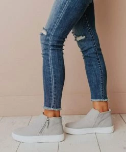 Shoes High Top Zipper Sneakers Grey