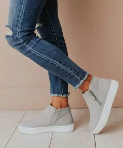 Shoes High Top Zipper Sneakers Grey