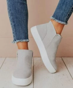 Shoes High Top Zipper Sneakers Grey