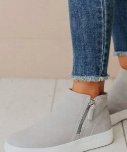 Shoes High Top Zipper Sneakers Grey
