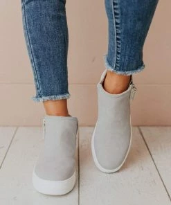Shoes High Top Zipper Sneakers Grey