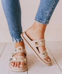 Joan Studded Sandals Blush