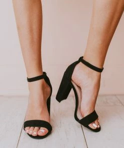 Sandals Shoes Lucille Ankle Strap Heel Black