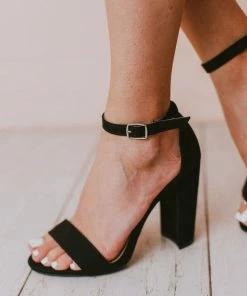 Sandals Shoes Lucille Ankle Strap Heel Black