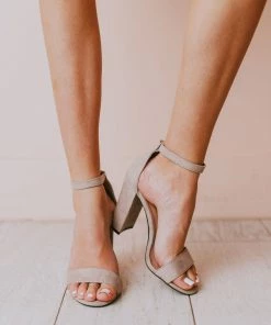 Sandals Shoes Lucille Ankle Strap Heel Taupe