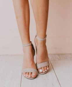 Sandals Shoes Lucille Ankle Strap Heel Taupe