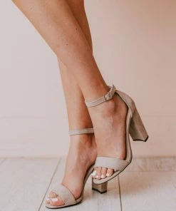 Sandals Shoes Lucille Ankle Strap Heel Taupe