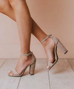 Sandals Shoes Lucille Ankle Strap Heel Taupe
