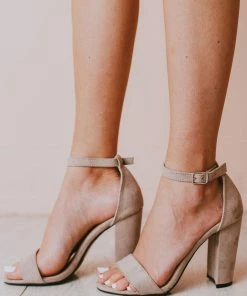 Sandals Shoes Lucille Ankle Strap Heel Taupe