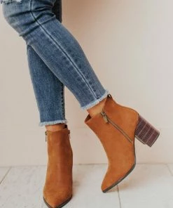 Booties Rigid Stack Heel Bootie Camel Shoes