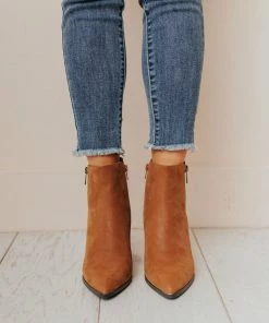Booties Rigid Stack Heel Bootie Camel Shoes