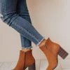 Booties Rigid Stack Heel Bootie Camel Shoes