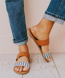 Athena Double Strap Sandals Navy/Beige