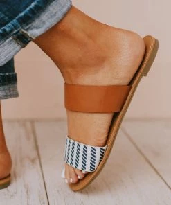 Athena Double Strap Sandals Navy/Beige