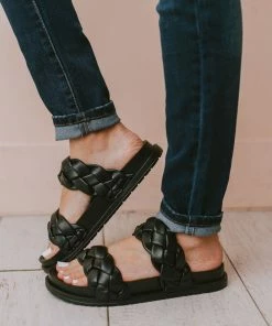 Cleo Two Braided Sandal Black Shoes